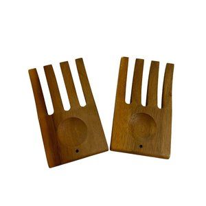 Wood Salad Pasta Server Hands Bear Claws Modern 6.5" X 3.75" Kitchen Forks
